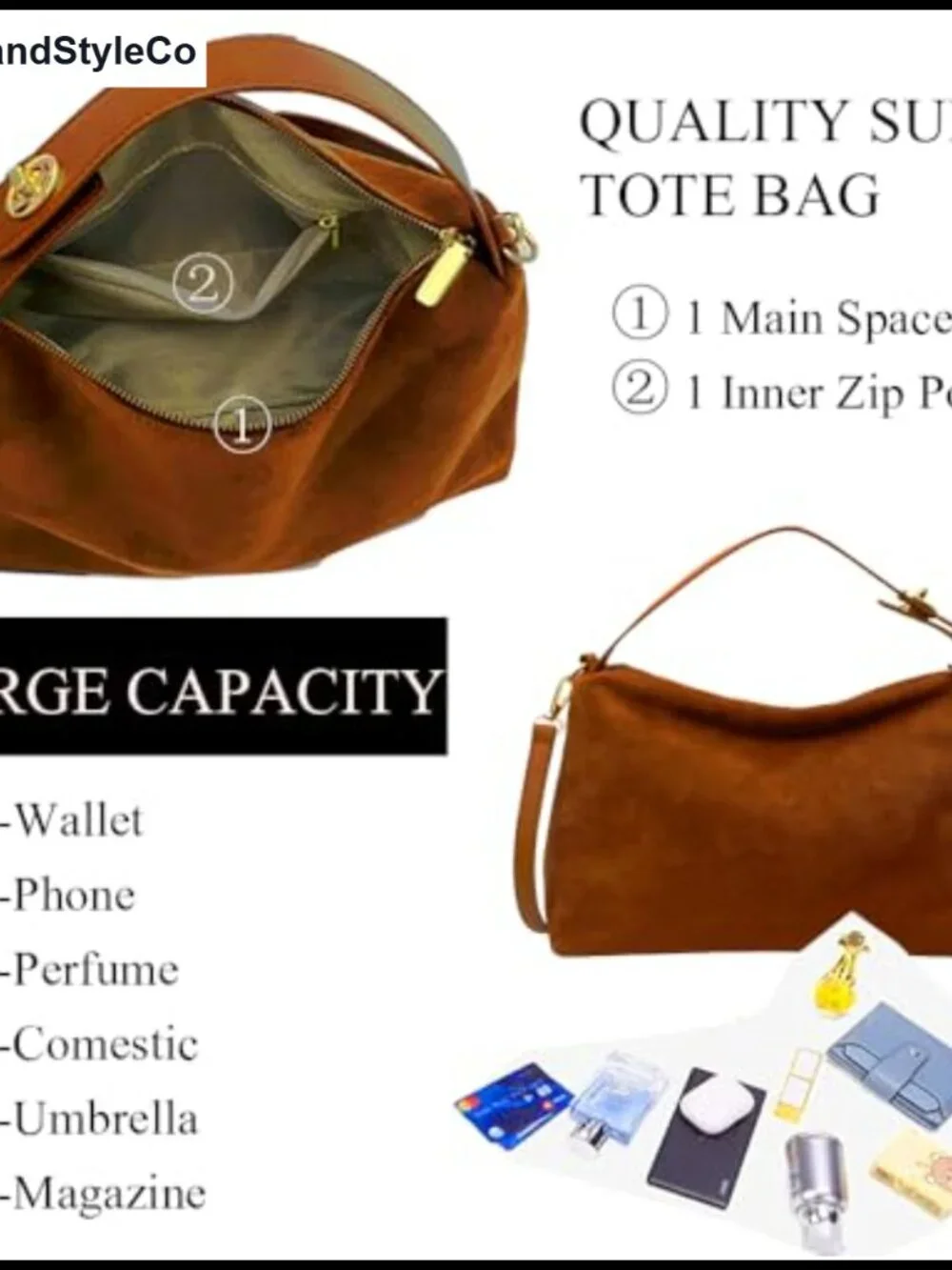 Suede Hobo Bag for Women Slouchy Tote Handbag with Adjustable Strap